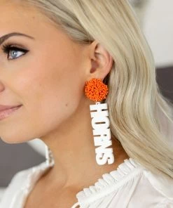 BMR Designs Grad Gifts HOOK'EM HORNS Earrings