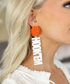 BMR Designs Grad Gifts HOOK'EM HORNS Earrings