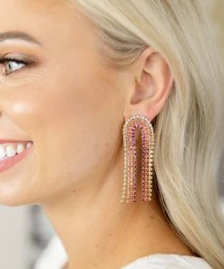 Taylor Shaye Designs Accessories Rhinestone Chain Drops- Pink Mix