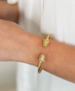 Fornash Gold Panther Rhinestone Bracelet Accessories