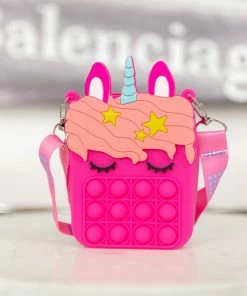* Girls Unicorn Pop Socket Bag- Hot Pink Accessories