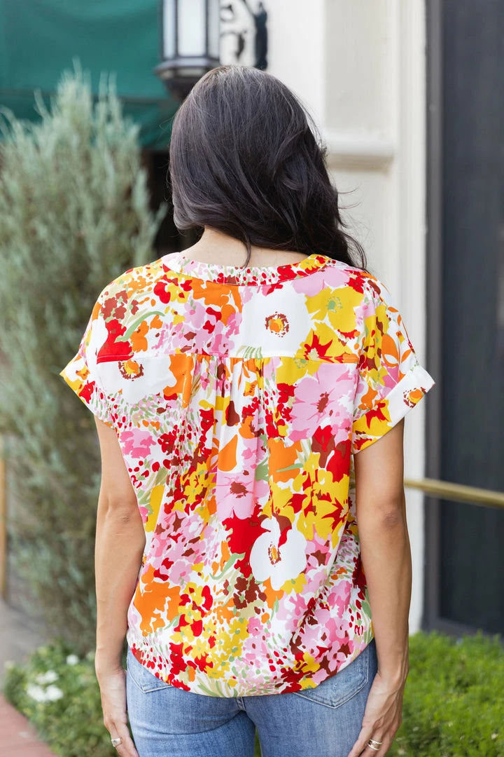 Fate Tops Alena Top- White Floral