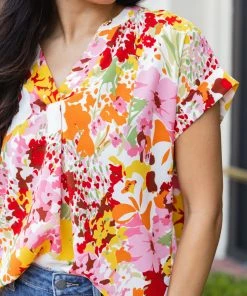 Fate Tops Alena Top- White Floral