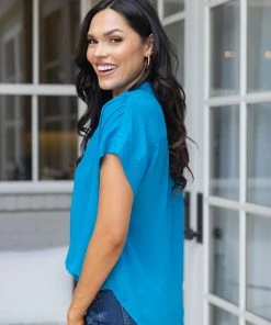 Olivaceous Coleen Top- Blue