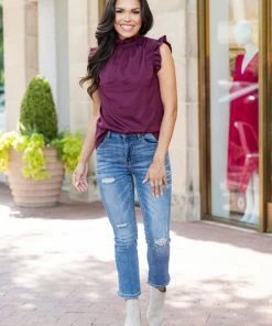 2 Hearts Kennedy Top- Wine Tops