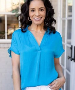 Naked Zebra Tops Shelby Top- Blue