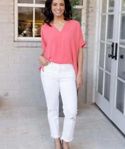 Trend Notes Tops Gabriella Top- Coral