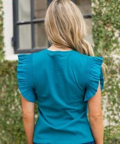 English Factory Dina Top- Teal Tops