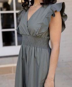 Molly Bracken Dresses Melanie Dress- Khaki