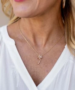 * Palm Tree Rhinestone Necklace