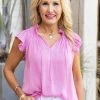 Current Air Caroline Top- Pink Tops
