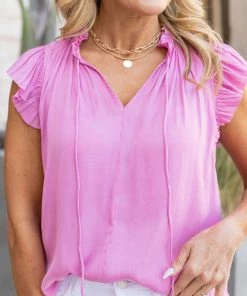 Current Air Caroline Top- Pink Tops