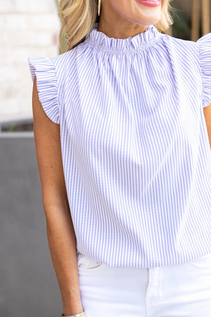 2 Hearts Kennedy Top Striped- Lilac