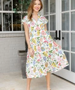 Watts Midi Dress- Lemon Verbena - Crosby By Mollie Burch Dresses