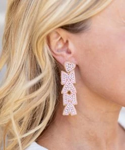 Taylor Shaye Designs Beaded Mama Earrings- Pink