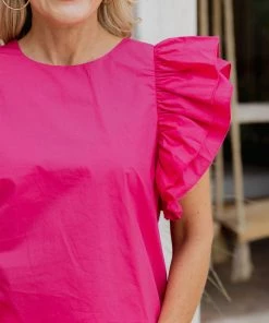 On Twelfth Tops Debbie Top- Pink