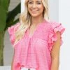 Style U Cheyenne Top- Pink Tops