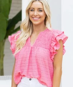 Style U Cheyenne Top- Pink Tops