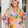 Pastel Design Tops Flora Top- Orange