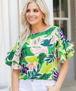 Pastel Design Flora Top- Green
