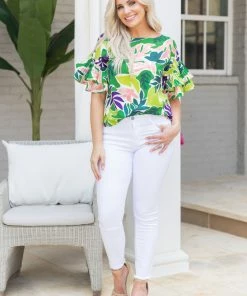 Pastel Design Flora Top- Green