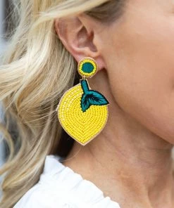 Fashion City Summer Of Color Lemon Beaded Earrings