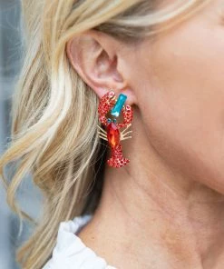 Fashion City Rhinestone Lobster Dangle Earrings Accessories