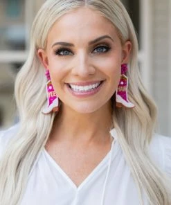 US Jewelry House YEE-HAW Cowboy Boots Beaded Earrings- Pink Accessories