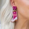 US Jewelry House YEE-HAW Cowboy Boots Beaded Earrings- Pink Accessories