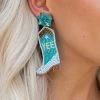 US Jewelry House YEE-HAW Cowboy Boots Beaded Earrings- Turquoise Accessories