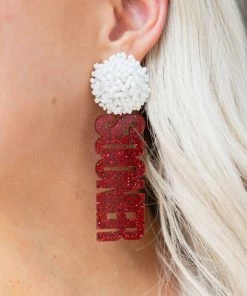 BMR Designs BOOMER SOONER Earrings- Glitter Grad Gifts