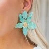 * Claudia Flower Earrings- Teal Summer Of Color