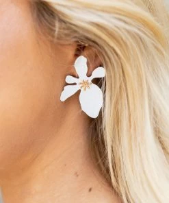 * Jana Flower Earrings- White
