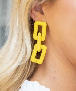 * Geo Link Drop Earrings- Yellow