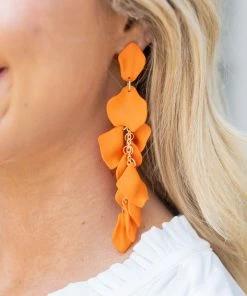 * Felicity Flower Petal Earrings- Orange