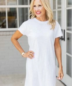 Dresses Modern Crew Tee Dress White By Z Supply