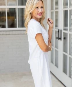 Dresses Modern Crew Tee Dress White By Z Supply