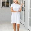 Dresses Modern Crew Tee Dress White By Z Supply