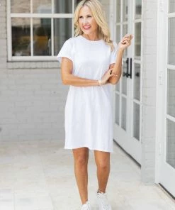 Dresses Modern Crew Tee Dress White By Z Supply