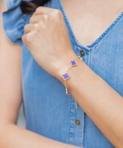 Ellison + Young Kinley Clover Bracelet- Purple