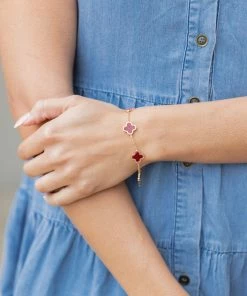 Ellison + Young Kinley Clover Bracelet- Burgundy