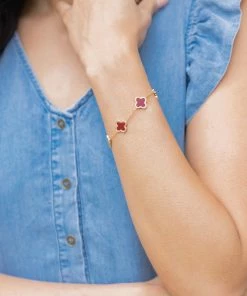 Ellison + Young Kinley Clover Bracelet- Burgundy