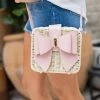 Like Dreams Summer Of Color Bowtie Straw Crossbody - Blush