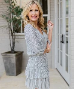 Dresses Stella Dress- Striped By Z Supply