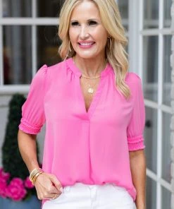 Current Air Mildred Top- Pink Tops