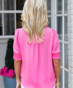 Current Air Mildred Top- Pink Tops