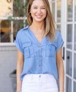 Love Tree Natalia Top- Blue Tops