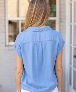 Love Tree Natalia Top- Blue Tops