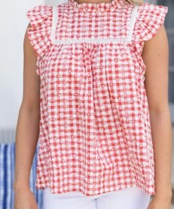 In Loom Adalyn Top Gingham- Red