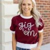 Queen Of Sparkles Tops "Gig Em" Sweater
